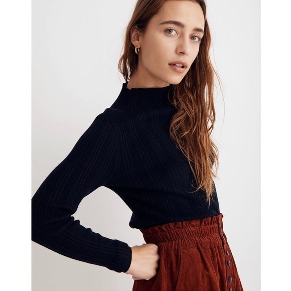 Madewell Leaton Mockneck Pullover Sweater in Black Size Small - Picture 1 of 8